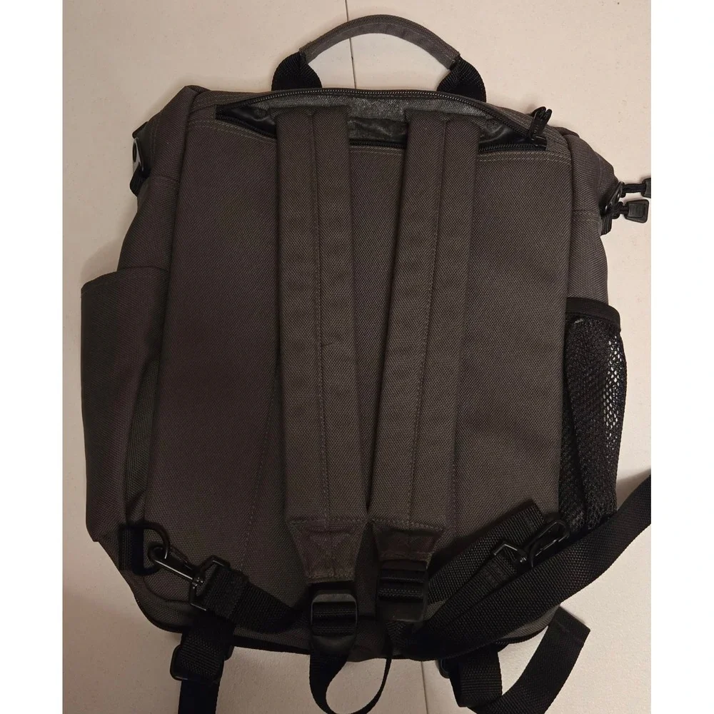 LL Bean Backpack Gray Monogrammed DJP Adjustable Straps Mesh Pocket‎